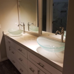 bathroom countertop with sinks